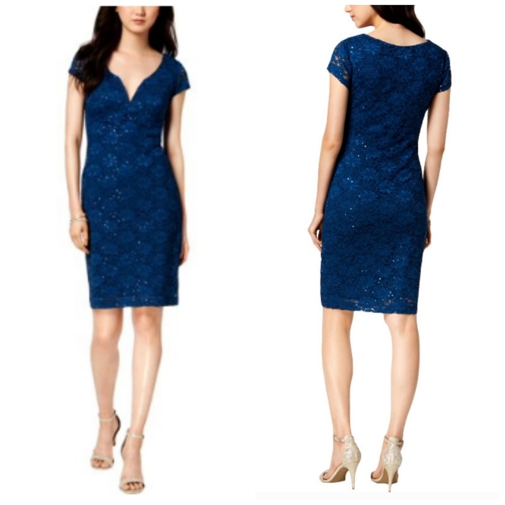 CONNECTED SEQUINED LACE DRESS